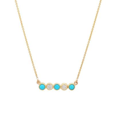 China Latest Designs CLASSIC Gold Plated Fashion Bar Necklace Turquoise 925 Sterling Silver Necklace for sale