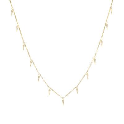 China 2021 CLASSIC Trendy Women 18K Gold Plated Dangling Spike Silver Necklace Jewelry for sale