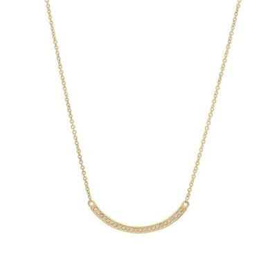 China TRENDY Dubai 18k Gold Plated Daimond Curved Stick 925 Sterling Silver Necklace Jewelry Necklace for sale