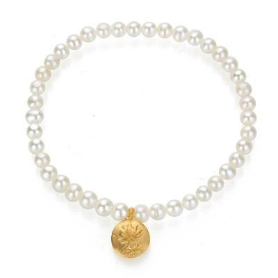 China CLASSIC Fashion 18k Gold Plated 925 Sterling Silver Lotus Bead Bracelet Bangle for sale