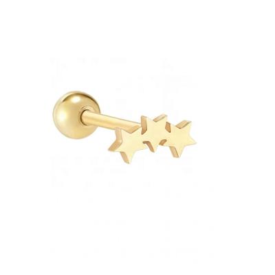 China Factory wholesale price 18k CLASSIC gold 925 mini three stars mini ear stud earrings sterling silver piercing stud for sale