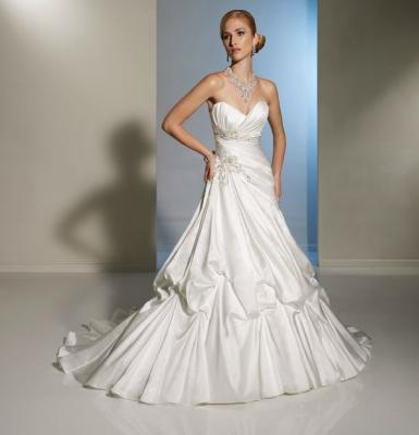 China Backless Elegant Beaded Satin Long Wedding Dresses Of Generous Bra Design for sale