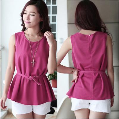 China Chiffon Sleeveless O-Neck Womens Casual Clothing Outfits For Fashion Ladies for sale