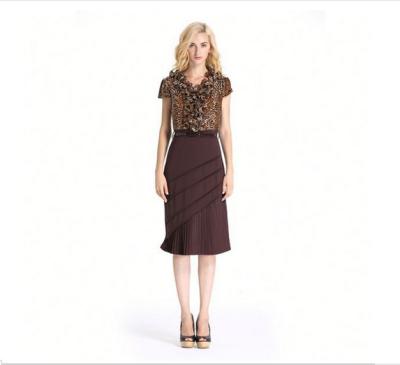 China Stylish Midi Length Short Sleeve Sheath Dress , Polyester / Cotton Office Ladies Clothes for sale