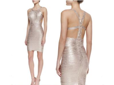 China Customizable Multicolor Pink Gold Formal Evening Dresses , Lady Midi Dress Bodycon for sale