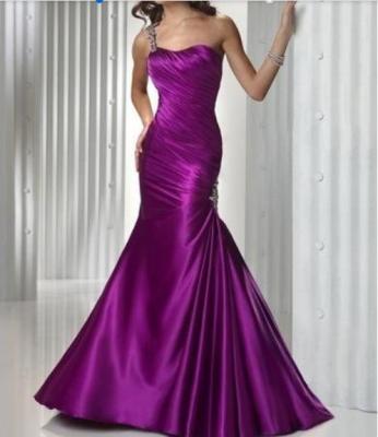 China Elegant Open Back Shoulder Strap Purple Formal Evening Dresses For Women for sale