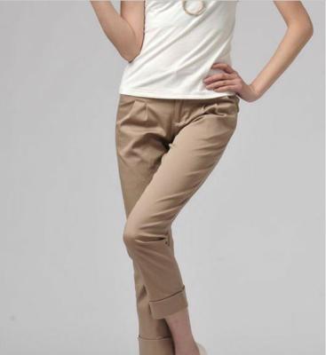 China Khaki Spring / Autumn Cotton Trouser Couture For Lady Leisure Occasion for sale