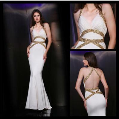 China Sexy Halter Deep V-neck Backless Bandage Floor Length Cocktail Dresses Mermaid for sale