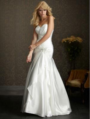 China Simple Elegant Mermaid Sweetheart Custom Taffeta Wedding Dress Gown for sale