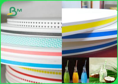 China 15MM 60gsm Straw Wrapping Paper Roll With Striped Color Print Food Grade Fully Recyclable for sale