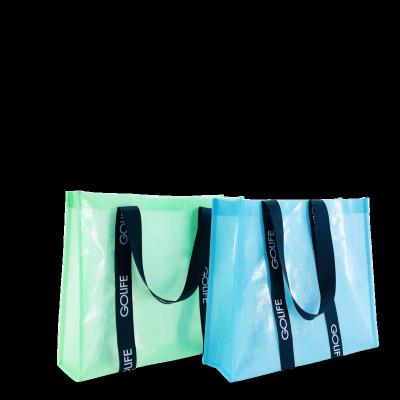 China Durable BSCI factoryReusable Semi - Colored Transparent Custom Printing Laminated Recycled PP Woven Shopping Bag for sale