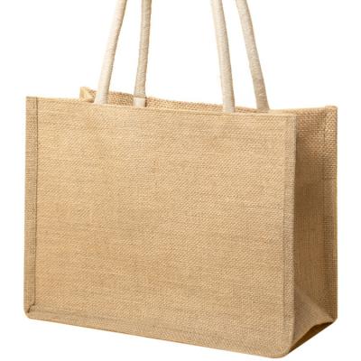 China Custom Wholesale High Quality Eco-friendly Jute Burlap Beach Tote Bag With Leather Handle for sale