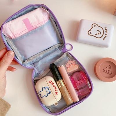 China Lady Small Cute Waterproof Cosmetic Bag Women Make Up Organizer Bag Girls Beautician Makeup Pouch Sanitary Pads Toiletry Beauty Bag for sale