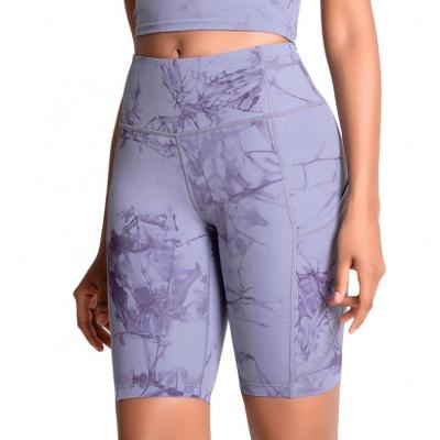 China Running SALES Women's High Waist Compression Tie Dye HOT QUICK DRY Cycling Shorts With Pockets for sale