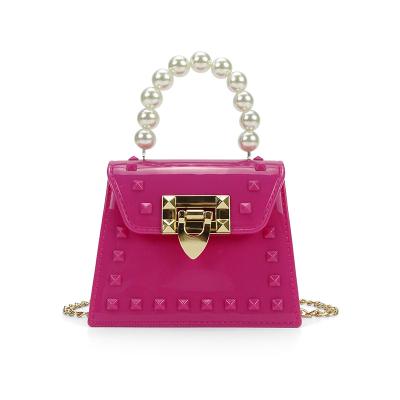 China Fashion Customize Jelly Rivet Bag Grips Handbags Cross - Body Bags Kids Jelly for sale