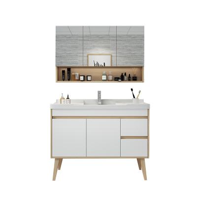 China Modern Bathroom Floor Sink Cabinet Combination Cabinet Single Bathroom Mirror Cabinet for sale