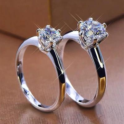 China CLASSIC Pass Diamond Test Excellent Cut 1 ct D Color Moissanite Ring 925 Sterling Silver Engagement Rings Women Luxury Jewelry for sale