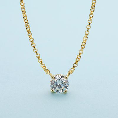 China Romantic 18K Yellow Gold Plated 1 Carat Cut Diamond Test Past D Color Moissanite Brilliant Pendant Necklace 925 Gemstone Silver Chain for sale