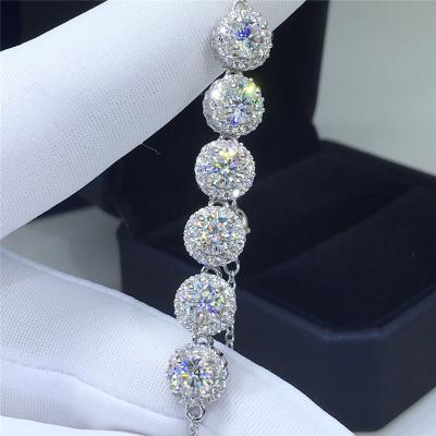 China 925 Silver CLASSIC Original Diamond Test Past Round Brilliant Cut 3 Carat D Color Moissanite Gemstone Bracelet Women's Fine Jewelry for sale