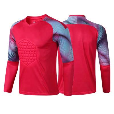 China Custom Design Soccer Goalie Jersey Sets Sublimation Printed Soccer Wear Long Sleeve Shirts Sports Uniform Suits for sale