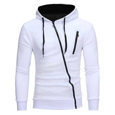 China high quantity low custom white hot sale men zipper Streetwear Anti-wrinkle factory decoration solid color special round neck oblique for sale