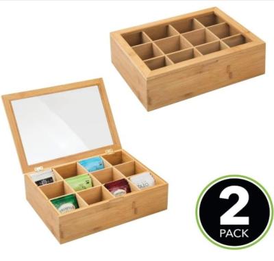 China Luxury Bamboo Wooden Tea Bag Storage Box Combohome Freshness Preservation Tea Bag Storage Box Bamboo Box Coffee for sale