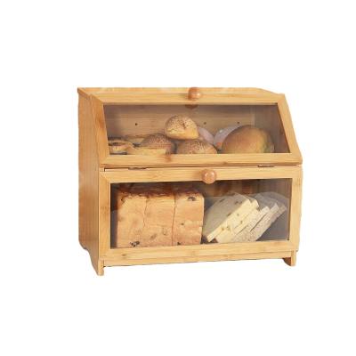 China Custom Large Bread Box Cut Freshness Storage Combohome Bread Lid Bamboo Bread Bin Set Storage for sale