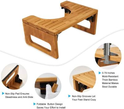 China Combohome Environmental Bamboo Folding Wooden Stool For Bathroom Toilet Potty Stool For Bathroom for sale