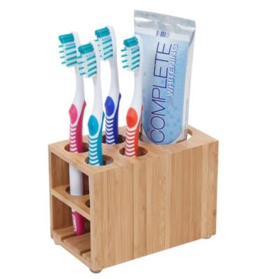 China Sustainable Bamboo Toothbrush Holder Hot Sale Bamboo Combohome Bathroom Accessory Set for sale