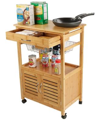 China Serving Organizer Rack Brown 3 PANEL Row Kitchen Combohome Trolley Cart Space Saving Bamboo Kitchen for sale