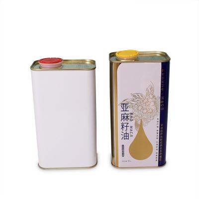 China Custom 1Litre Food Oil Edible Oil Tin Can Food Grade Package Hardware OEM & ODM Service Logo Printing Olive Oil Camellia for sale