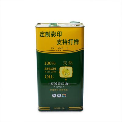 China 5L Food Edible Oil Square Tin Can 168*105*310 mm Olive Oil Can With Plastic Lid China Factory OEM ODM for sale