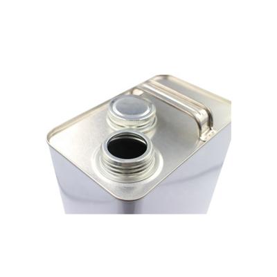 China Storage 4L F Style Tin Container Chemical Glue Engine Chemical Oil Square Tin Can With Screw Lid And Metal Handle Custom OEM ODM for sale