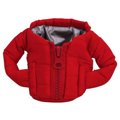 China Customized Raincoat Insulated Down Jacket Coat Sleeve Anti-Drop Coat Shape Beer Material Insulated Cold Drink Sleeve Can Cover Rack for sale