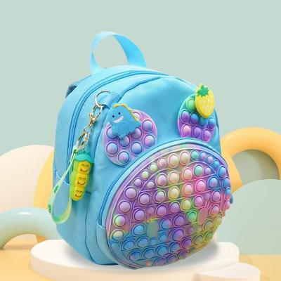 China Double Shoulders School Bag Silicone Lift Up Bubble Kids Backpack Shoulders School Bag Stylish Popit Stress Reliever Preschool Kindergarten Double Effort for sale