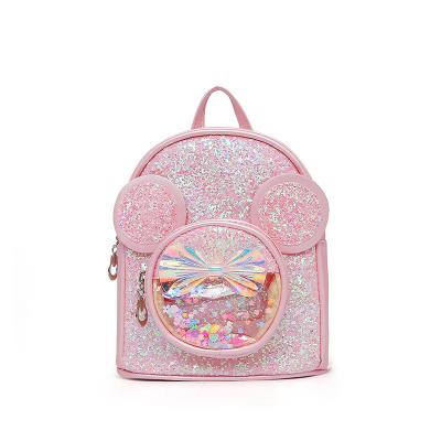 China Popular Cute Sequined Girls Rainbow Ear Shinny School Bag Small Kids School Bag Cute Backpack Bag Kindergarten School Bag Rainbow PU Lovely for sale