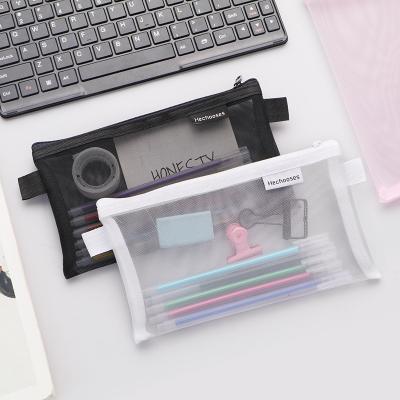 China Transparent Multi Function Mesh Pencil Case Storage Bag Pencil Pouch Pencil Bag for sale