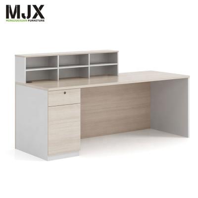 China Modern Design Wooden Reception Desk MFC Table Wood Desk With 2.0mm PVC Edge for sale