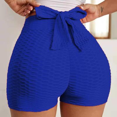 China High Quality Breathable Women Yoga Shorts High-waisted Bow Tie Stretchy Fitness Leggings Workout Gym Shorts Running Sportswear for sale