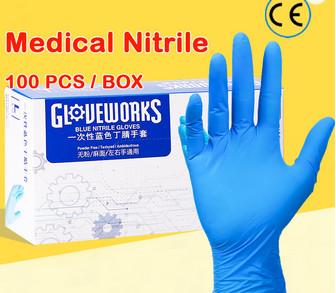 Chine Gants médicaux bleus de sécurité, gants libres d'examen de poudre jetable de nitriles à vendre