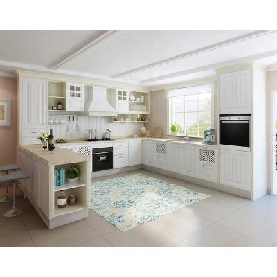 China Household Easy Clean Luxury Full Solid Wood Furniture Set Kitchen Cupboards Cabinet for sale