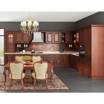 China Wholesale Price Environmentally Friendly Solid Wood Sideboard Cherry Wood Veneer Kitchen Cabinet With Microwave Design for sale