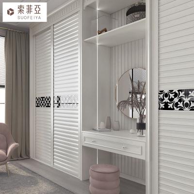 China SUOFEIYA Environmental PVC White Color Sliding Built-in Wooden Wardrobe for sale