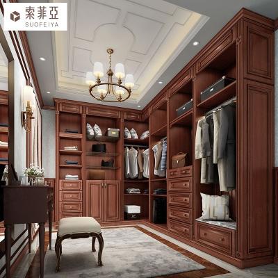 China Cherry Solid Wood Wardrobe Open Bedroom Wardrobe Cabinet (Height) Adjustable American Style Wardrobe for sale