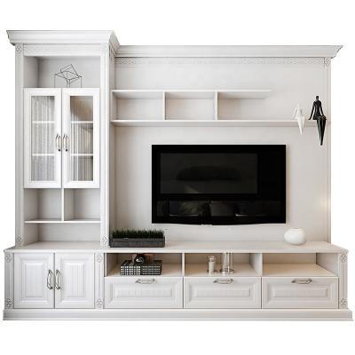 China Environmental Suofeiya Style European White PVC Membrane Wooden MDF TV Cabinets For Sale for sale