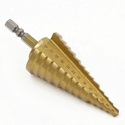 China Hss 4241 Wood Hexagonal Straight Flute 6-35mm Handle Drilling Step Titanium Drill Bit For Wood Metal Drilling for sale