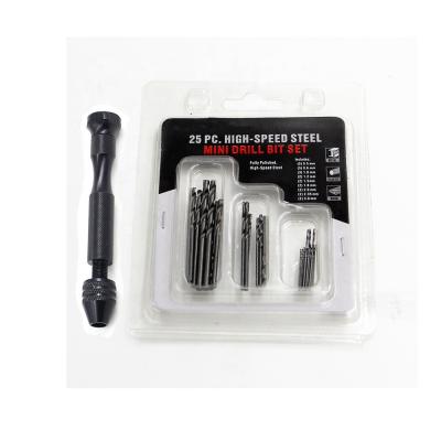 China Maintenance 25pc High Speed ​​Steel Black Hand Twist Drill Bits Set With Small Bit for sale