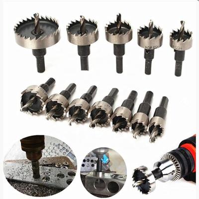 China Gypsum ceiling hole sawing saw opener set 13pc 16-53mm iron tooth plate high speed steel hole saw for sale