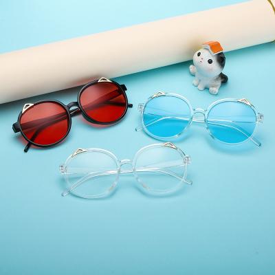 China Round frame Cat Ears Glasses cartoon sunglasses new fashion children's fashion sunglasses trend cute transparent children's sunglasses for sale