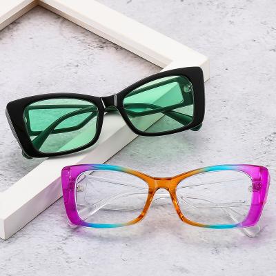 China Fashion New Fashion Rainbow Mirror Color Sunglasses Flat Personality Ladies Cat Eye Sunglasses Frames Glasses for sale